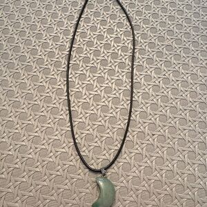 Elegant Green Aventurine Crescent Pendant Necklace